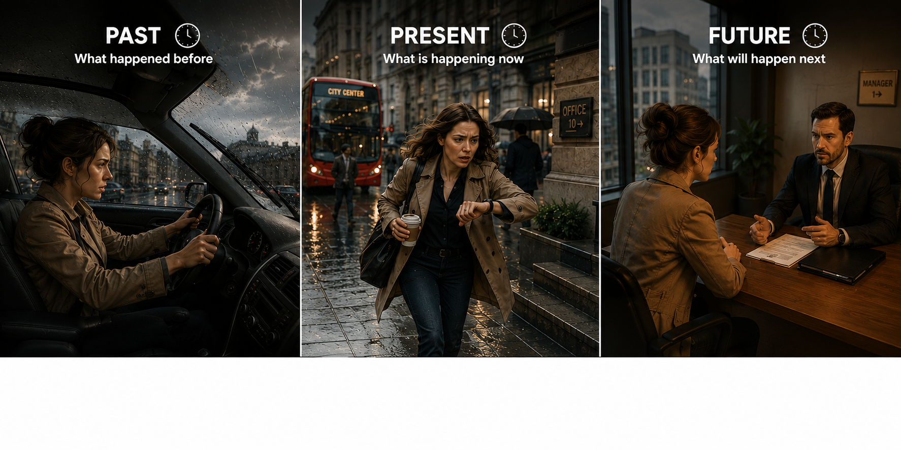Past, present and future story sequence